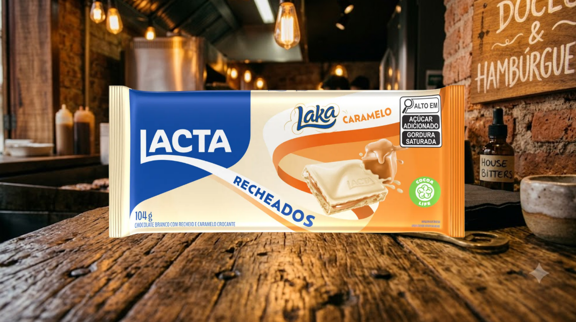 Barra Lacta Chocolate Branco Caramelo